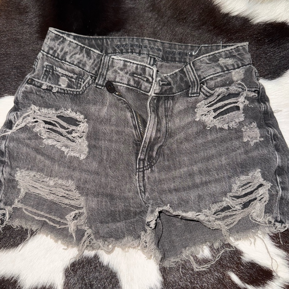 American Eagle Outfitters Ripped Black Denim Shorts